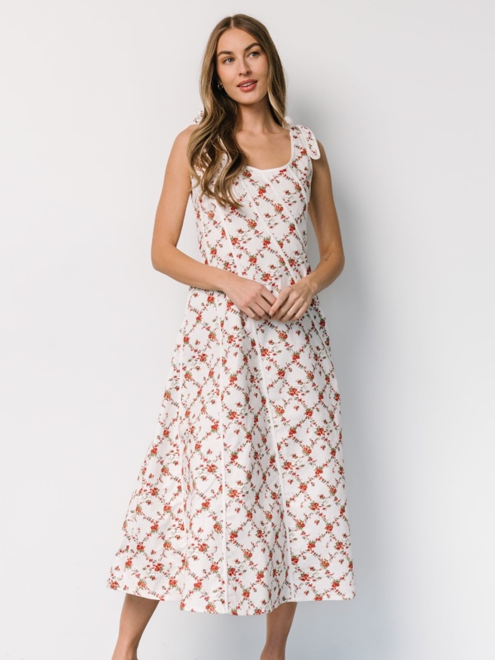 Baltic Born Isla Tank Dress | Off White + Red Floral Size MM